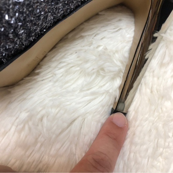 Nine West Silver Glitter Peep Toe Mirror Effect High Heels, 9 - Picture 10 of 11